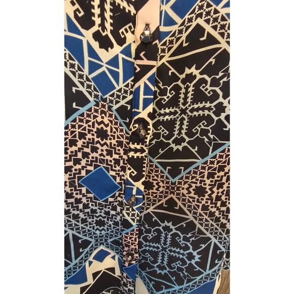 Anthropologie Leifsdottir Jerez 100% silk buttondown blouse geometric 0 EUC - Picture 3 of 8